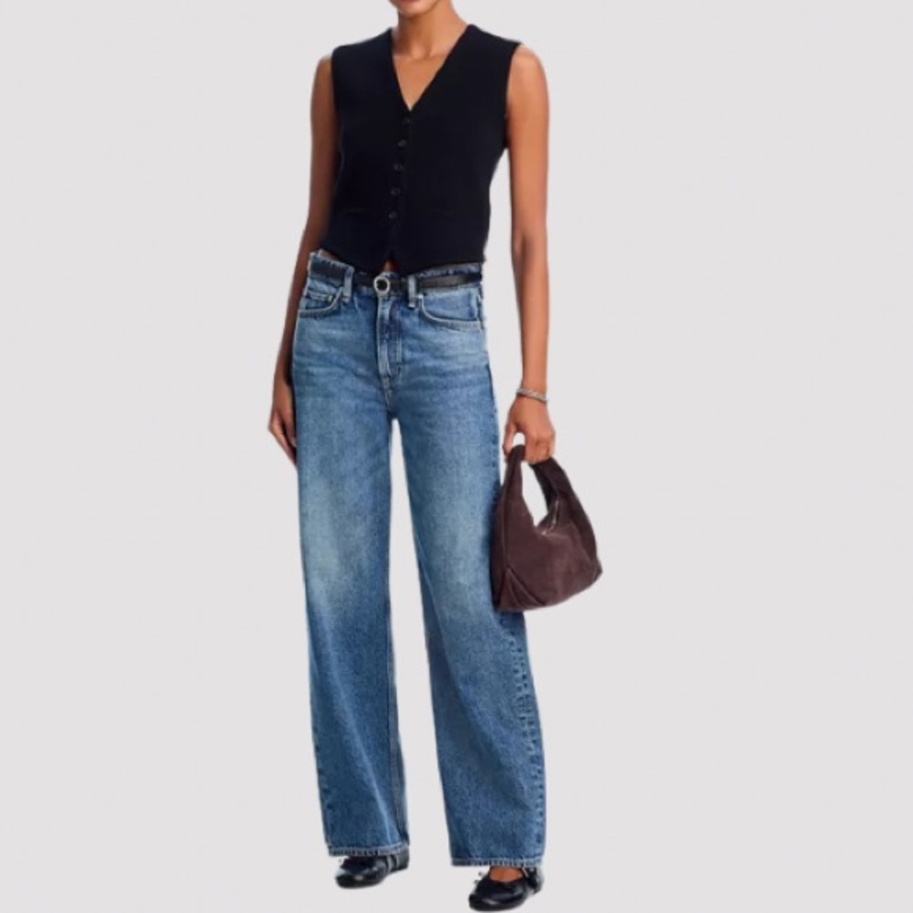 NWT rag & bone Comfort Chic Logan Mid Rise Wide Leg Jeans in Charlock Size 27